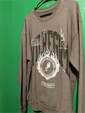 Civil Regime Grey crew neck with civil text and flaming rose design